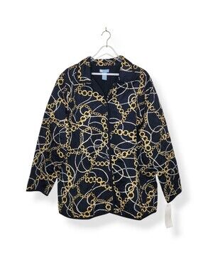 NWT Koret Black Gold Nautical Rope Chain Reversible Quilted Jacket Size 22W